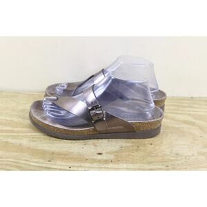 Mephisto Womens Sandals 8.5 Rose Pink Metallic Leather Helen Buckle Slides